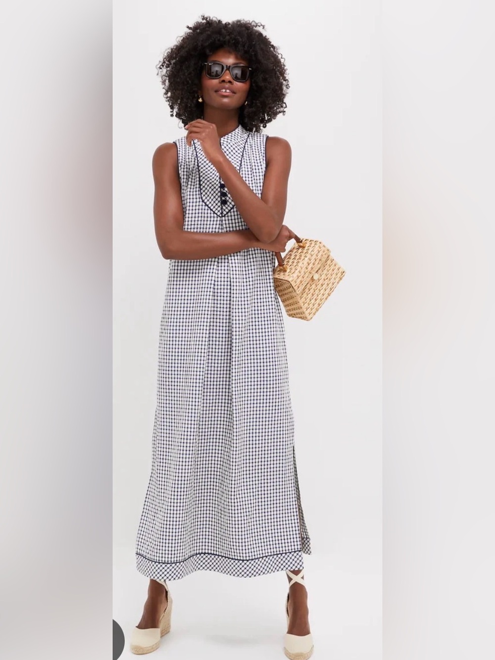 Pomander Place Blue Gingham Maxi Dress Sleeveless Size Small